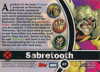 2001 Topps Marvel Legends #65 Sabretooth Back