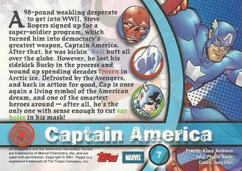 2001 Topps Marvel Legends - Foil #7 Captain America Back