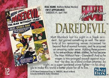 1992 SkyBox Marvel Masterpieces #12 Daredevil Back