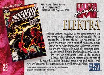1992 SkyBox Marvel Masterpieces #22 Elektra Back