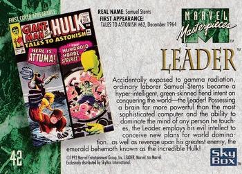1992 SkyBox Marvel Masterpieces #42 Leader Back