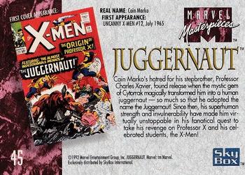 1992 SkyBox Marvel Masterpieces #45 Juggernaut Back