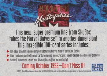 1992 SkyBox Marvel Masterpieces - Promos #NNO Silver Surfer Back