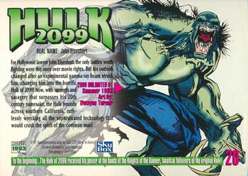 1993 SkyBox Marvel Masterpieces #20 Hulk 2099 Back