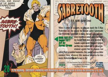 1993 SkyBox Marvel Masterpieces #28 Sabretooth Back