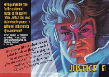 1994 Fleer Marvel Masterpieces Hildebrandt Brothers #61 Justice Back