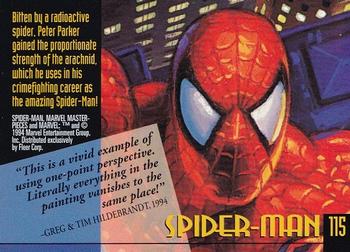 1994 Fleer Marvel Masterpieces Hildebrandt Brothers #115 Spider-Man Back