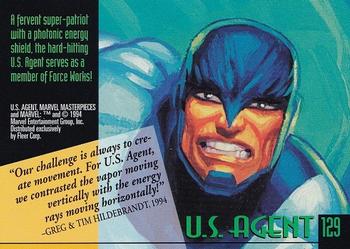 1994 Fleer Marvel Masterpieces Hildebrandt Brothers #129 U.S. Agent Back