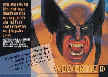 1994 Fleer Marvel Masterpieces Hildebrandt Brothers #137 Wolverine Back