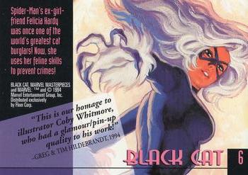 1994 Fleer Marvel Masterpieces Hildebrandt Brothers - Gold Foil Signature #6 Black Cat Back