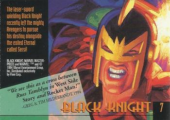 1994 Fleer Marvel Masterpieces Hildebrandt Brothers - Gold Foil Signature #7 Black Knight Back