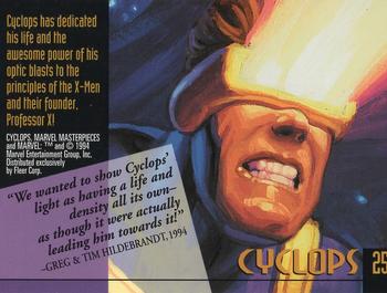 1994 Fleer Marvel Masterpieces Hildebrandt Brothers - Gold Foil Signature #25 Cyclops Back