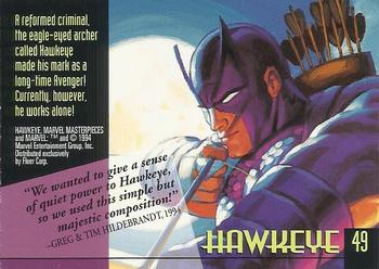 1994 Fleer Marvel Masterpieces Hildebrandt Brothers - Gold Foil Signature #49 Hawkeye Back