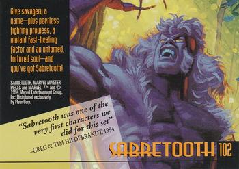 1994 Fleer Marvel Masterpieces Hildebrandt Brothers - Gold Foil Signature #102 Sabretooth Back