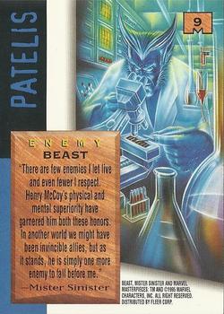 1995 Fleer Marvel Masterpieces #9 Beast Back