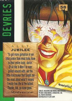 1995 Fleer Marvel Masterpieces #58 Jubilee Back