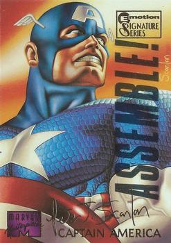 1995 Fleer Marvel Masterpieces - E-Motion Signature Series #18 Captain America Front