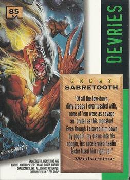 1995 Fleer Marvel Masterpieces - E-Motion Signature Series #85 Sabretooth Back