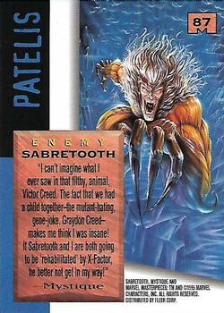 1995 Fleer Marvel Masterpieces - E-Motion Signature Series #87 Sabretooth Back