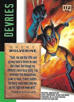 1995 Fleer Marvel Masterpieces - E-Motion Signature Series #112 Wolverine Back