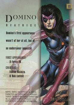 1996 Fleer/SkyBox Marvel Masterpieces #11 Domino Back