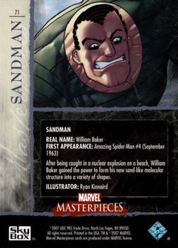 2007 SkyBox Marvel Masterpieces #71 Sandman Back
