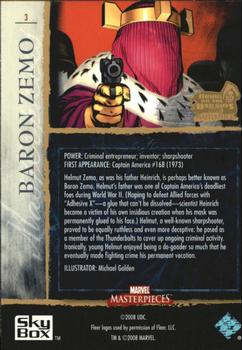 2008 Upper Deck Marvel Masterpieces 3 #3 Baron Zemo Back