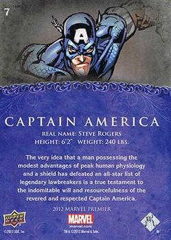 2012 Upper Deck Marvel Premier #7 Captain America Back