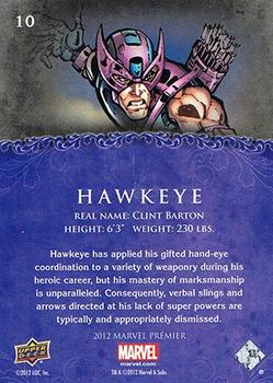 2012 Upper Deck Marvel Premier #10 Hawkeye Back
