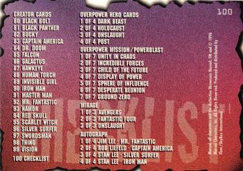 1996 Ultra Marvel Onslaught #100 Checklist Back