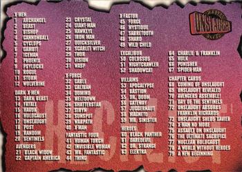 1996 Ultra Marvel Onslaught #100 Checklist Front