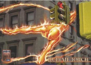 1997 Fleer/SkyBox Marvel Premium QFX #15 Human Torch Front