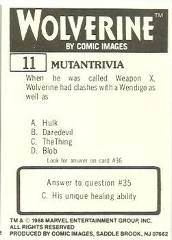 1988 Comic Images Marvel Universe III Wolverine #11 Backoff Back