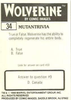 1988 Comic Images Marvel Universe III Wolverine #34 Reborn Back