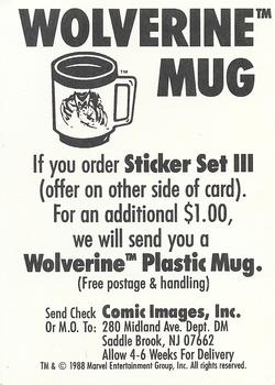1988 Comic Images Marvel Universe III Wolverine #NNO Header Card Back
