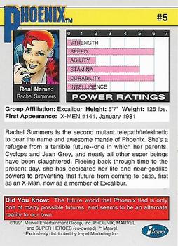 1991 Impel Marvel Universe II #5 Phoenix Back