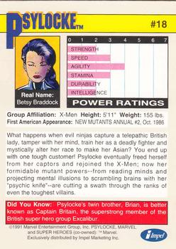 1991 Impel Marvel Universe II #18 Psylocke Back