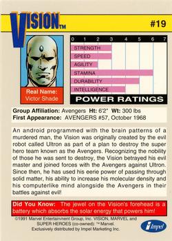 1991 Impel Marvel Universe II #19 Vision Back