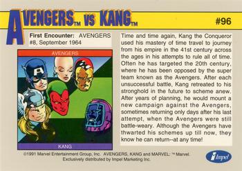 1991 Impel Marvel Universe II #96 Avengers vs. Kang Back