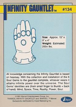 1991 Impel Marvel Universe II #134 Infinity Gauntlet Back