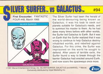 1991 Impel Marvel Universe II #94 Silver Surfer vs. Galactus Back