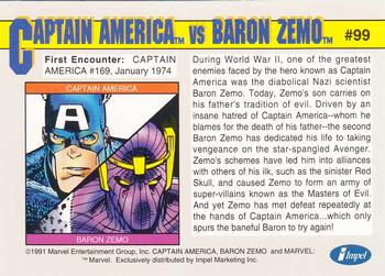 1991 Impel Marvel Universe II #99 Captain America / Baron Zemo Back