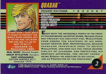 1992 Impel Marvel Universe #2 Quasar Back