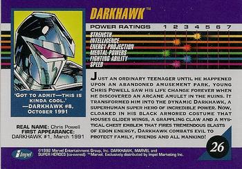 1992 Impel Marvel Universe #26 Darkhawk Back