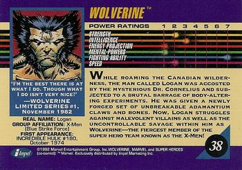 1992 Impel Marvel Universe #38 Wolverine Back