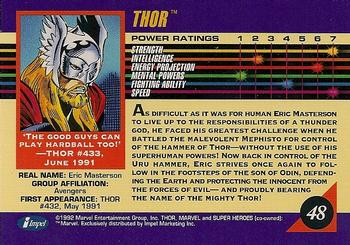 1992 Impel Marvel Universe #48 Thor Back