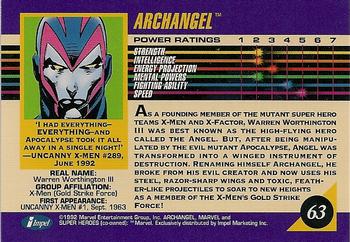 1992 Impel Marvel Universe #63 Archangel Back
