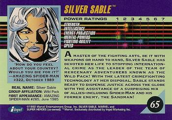 1992 Impel Marvel Universe #65 Silver Sable Back