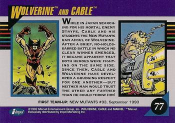 1992 Impel Marvel Universe #77 Wolverine and Cable Back