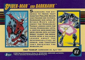 1992 Impel Marvel Universe #81 Spider-Man and Darkhawk Back